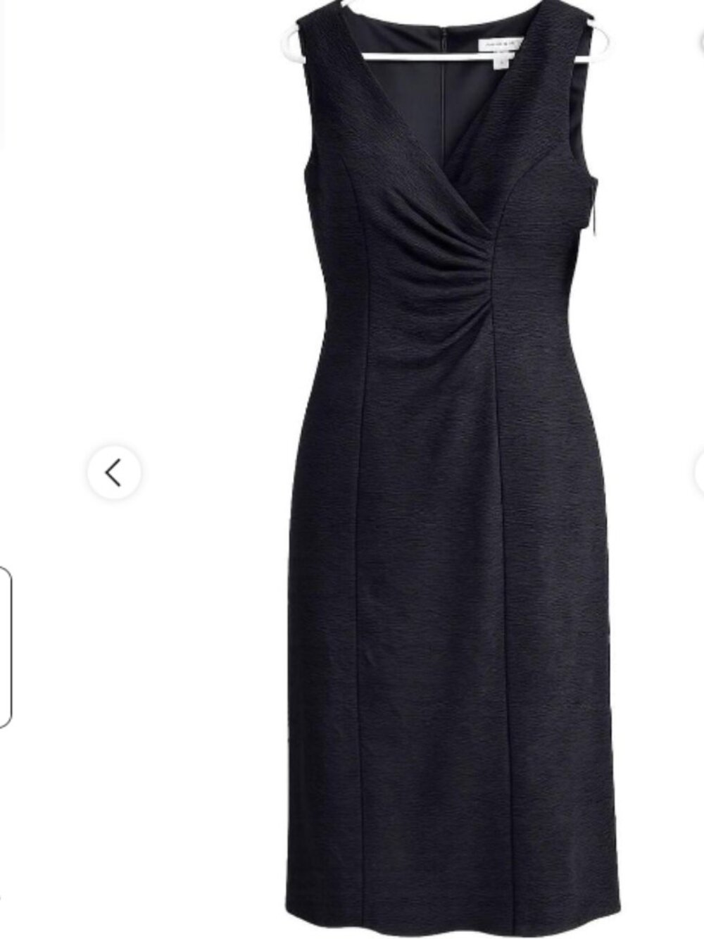 Coldwater Creek Black Sleeveless Ruched V-Neck Midi Dress